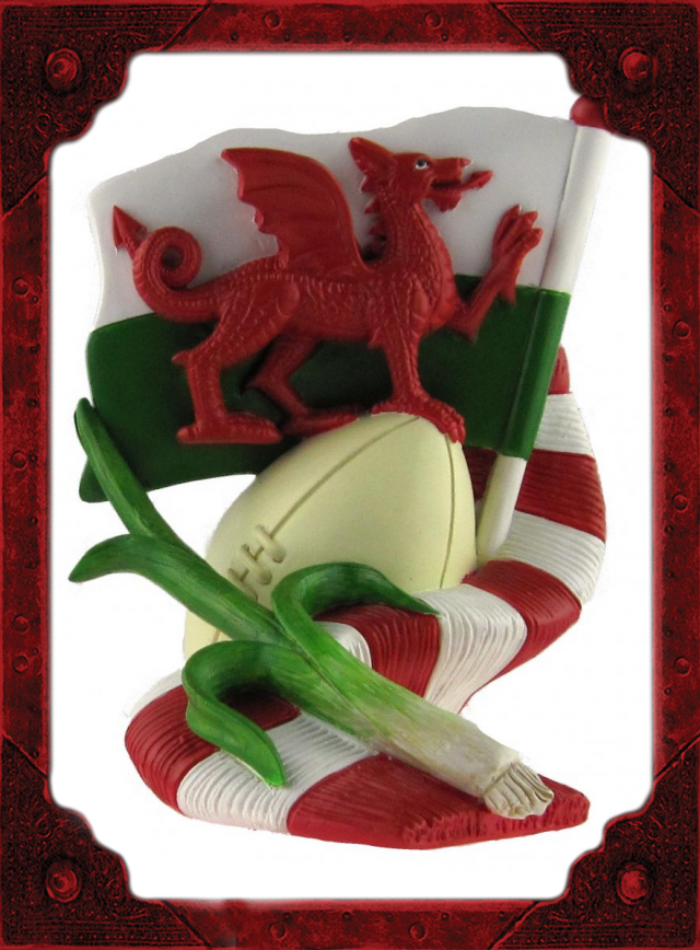 WC0005 Flag, Scarf, Leek & Rugby Ball Model